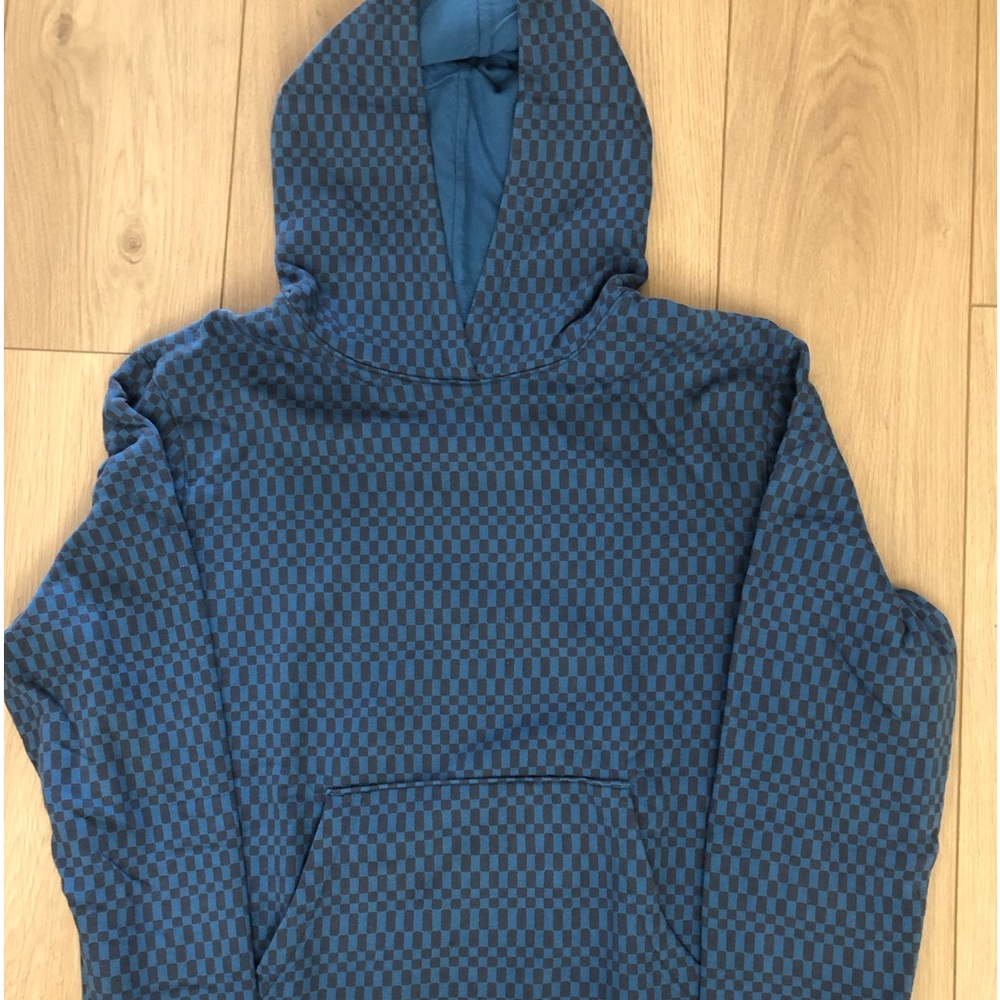 Men’s sweat suit with hoodie in blue and black. Size large